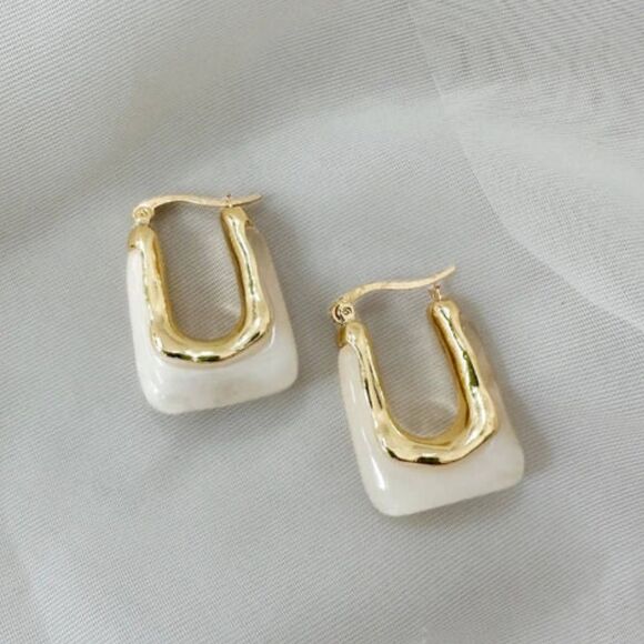 Nude crystal hoop earrings A50 - Picture 2 of 7